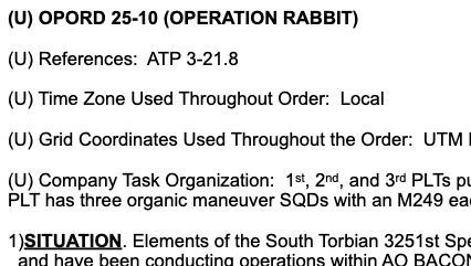 OPORD - Operation Rabbit
