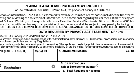 Planned Academic Program Worksheet 104-R